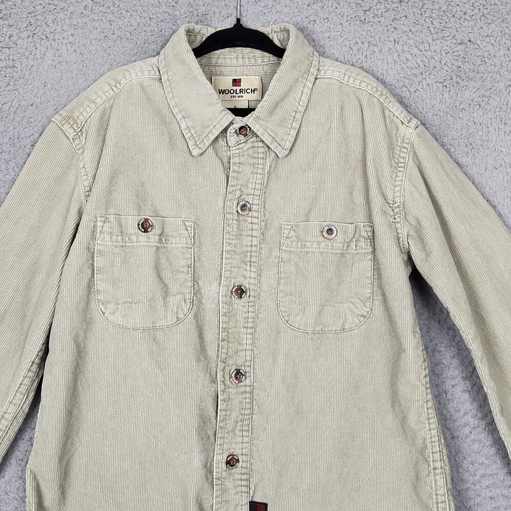 WOOLRICH Shirt Boys Size Small 6-7 Gray Collared Long Sleeve Corduroy Pockets